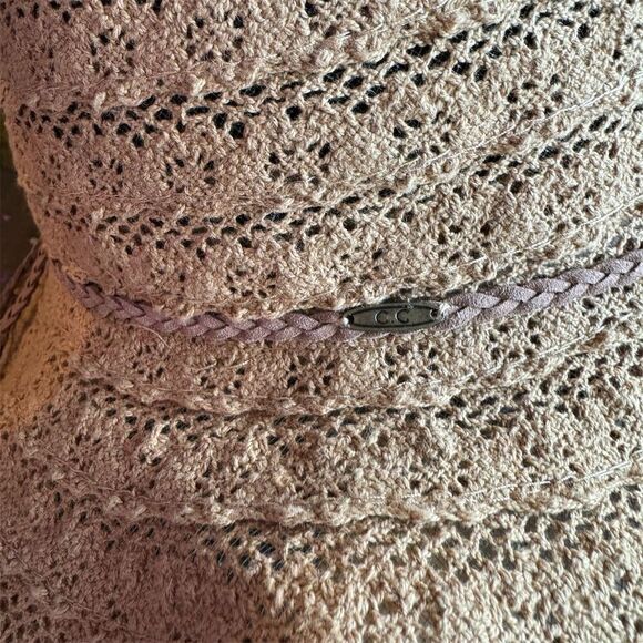 C.C Exclusives Beige Straw Sun Hat Wide Brim Braided Women's One Size - Picture 2 of 14